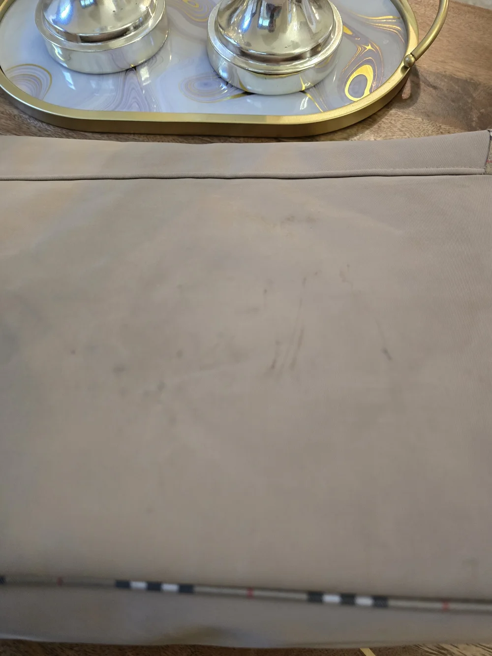 Burberry Beige Messenger Bag with Check Trim
